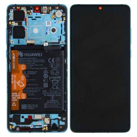 Varuosa Huawei P30 ekraan raamiga+aku originaal Aurora Blue (service pack)