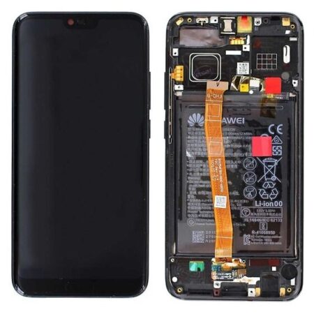 Varuosa Huawei HONOR 10 ekraan raami ja akuga must (service pack)