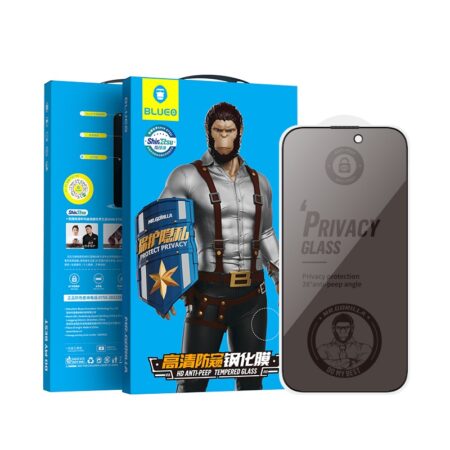 Kaitseklaas "Mr. Monkey" Full Glue Privacy iPhone 14 Pro / iPhone 15 6,1" (must)