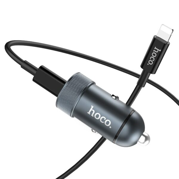 Hoco autolaadija Z1 (2 USB) koos Iphone juhtmega (must)