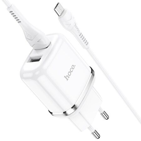 Laadija Hoco N4 2 USB-porti 2.4A + Micro USB (valge)