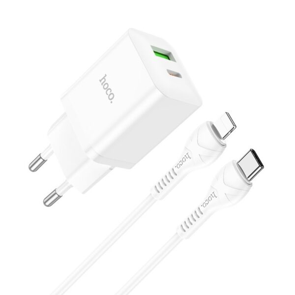 Charger Hoco N28 Founder PD20W+QC3.0 + Lightning (valge)