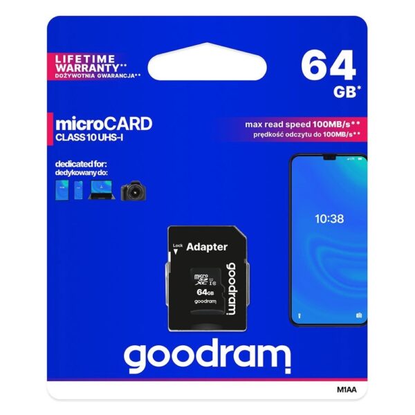 Mälukaart Micro SD Goodram 64 GB HC UHS-I Class 10 + SD Adapter