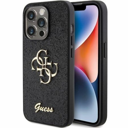 Guess Ümbris Glitter Script Big iPhone 15 Pro (must)