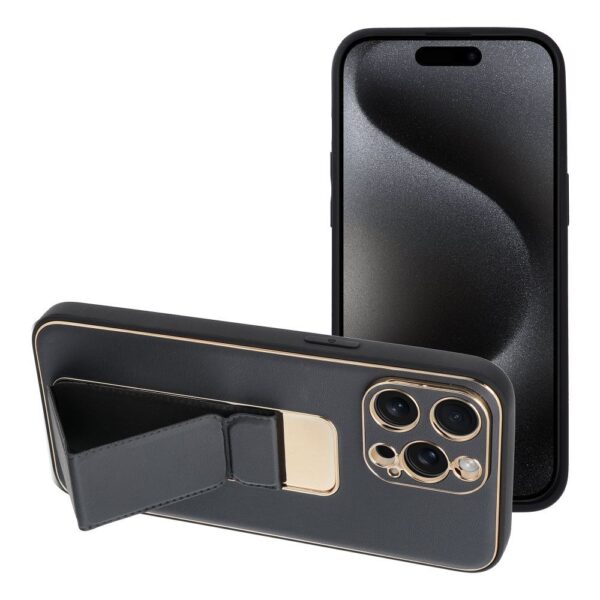 Silikoon Forcell Leather Kickstand Iphone 15 Pro (must)