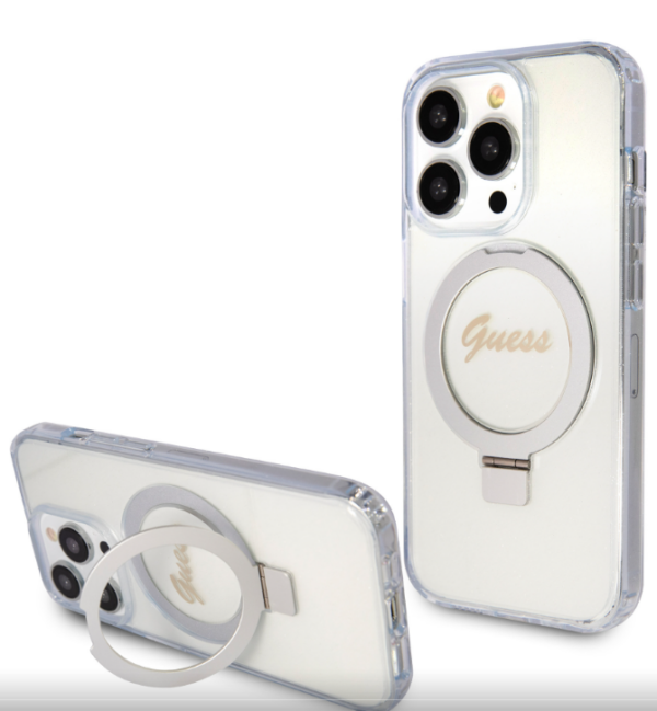 Guess Ümbris GUHMP15XHRSGSD IML Ring Stand Glitter iPhone 15 Pro Max (läbipaistev)