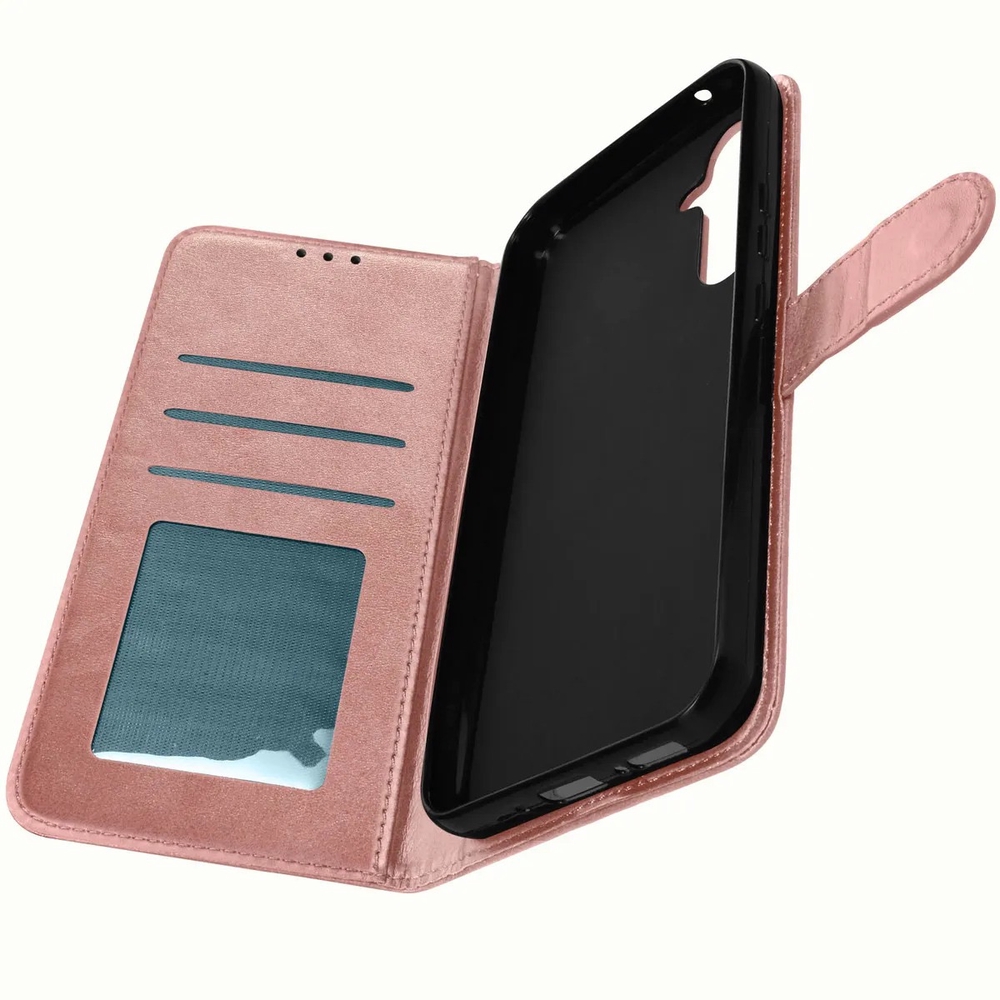 Ūmbris kaanega Wallet Case Samsung A346 A34 5G (roosa kuld)