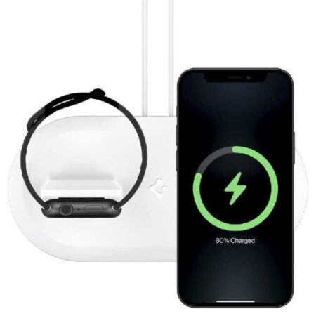 Laadia Spigen Mag Fit Duo iPhone + AppleWatch, MagSafe (valge)