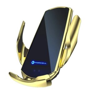 Telefoni hoidik autosse Sensor Wireless Charger Forcell HS1 15W (must/kuldne)