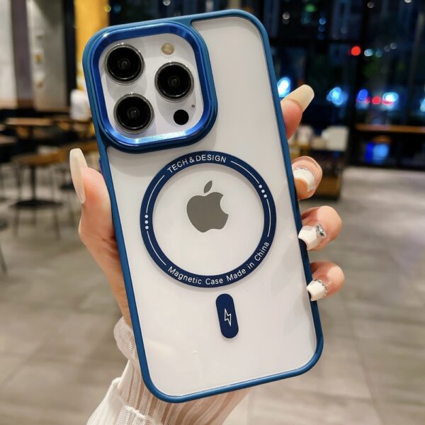 Ümbris Tech&Design Magsafe iPhone 13 (navy sinine/läbipaistev)