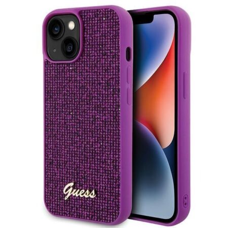 Guess Ümbris Disco Metal Script iPhone 15 (roosa)