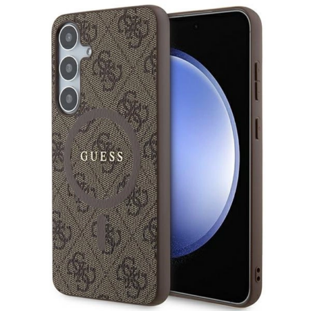 Ümbris Guess Metal Logo MagSafe Samsung Galaxy S24 Plus (pruun)