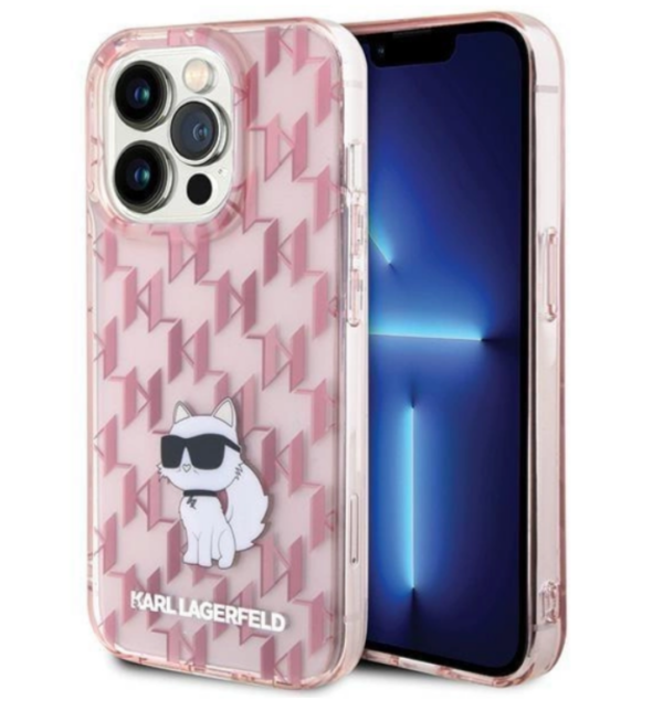 Ümbris Karl Lagerfeld Monogram Choupette iPhone 15 Pro Max (roosa)