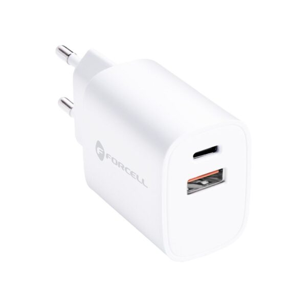 Adapter Forcell Travel Type-C - USB 3A, 30W (valge)