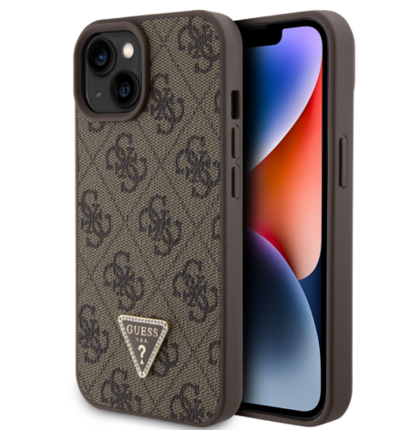 Guess Ümbris GUHCP15SP4TDPW Triangle Metal Logo iPhone 15 (pruun)