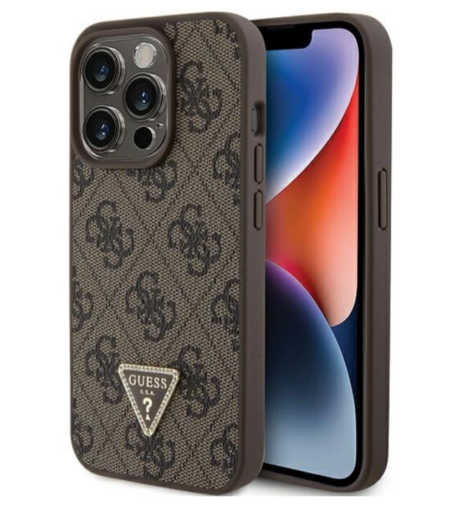 Guess Ümbris GUHCP15LP4TDPW Triangle Metal Logo iPhone 15 Pro (pruun)