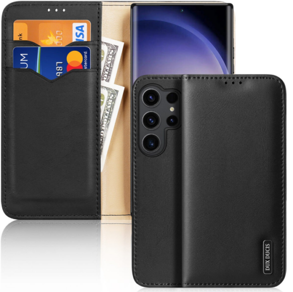 Ümbris kaanega Dux Ducis Hivo Genuine Leather Samsung S928 S24 Ultra (must)