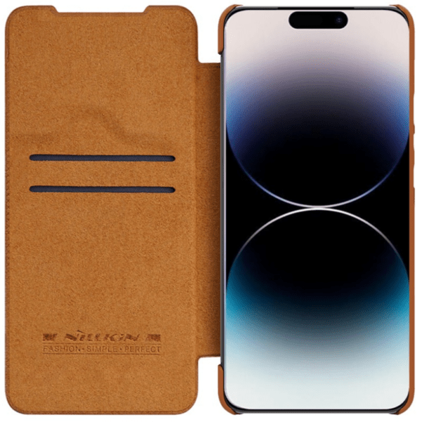 Ümbris Nillkin Qin Pro Leather iPhone 14 (pruun)