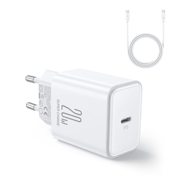 Laadja Joyroom JR-TCF06 USB-C PD20W USB-C + USB-C 1.0m (valge)