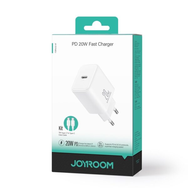 Laadja Joyroom JR-TCF06 USB-C PD20W USB-C + USB-C 1.0m (valge)