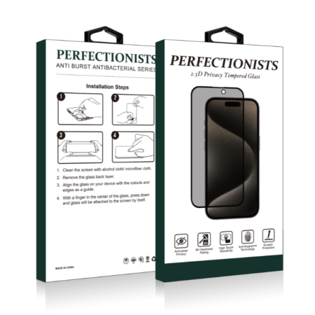 Kaitseklaas 2.5D Perfectionists Privacy Tempered Glass Apple iPhone 12 / 12 Pro (must)