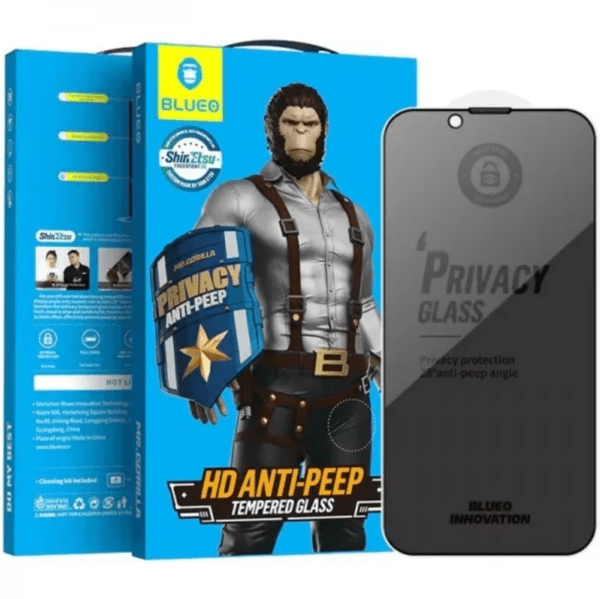 Kaitseklaas "Mr. Monkey Anti-Peep Privacy" Full Glue iPhone 15 Plus / 14 Pro Max (must)