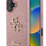 Guess Ümbris GUHCP16SHG4SGP PU Fixed Glitter 4G Metal Logo Case for iPhone 16 (roosa)