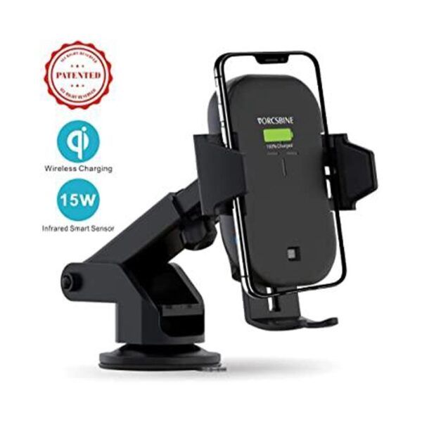 Telefoni hoidik autosse Wireless Charger universaalne (must)