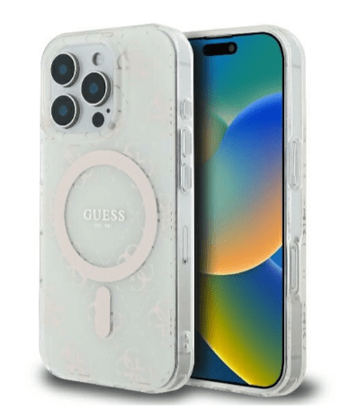 Guess Ümbris IML 4G Background MagSafe iPhone 16 Pro (valge)