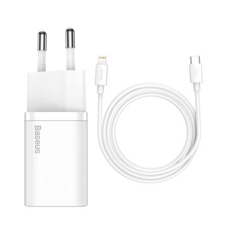 Laadija Baseus Super Si 20W USB-C+USB-C to Lightning TZCCSUP-B02 (valge)