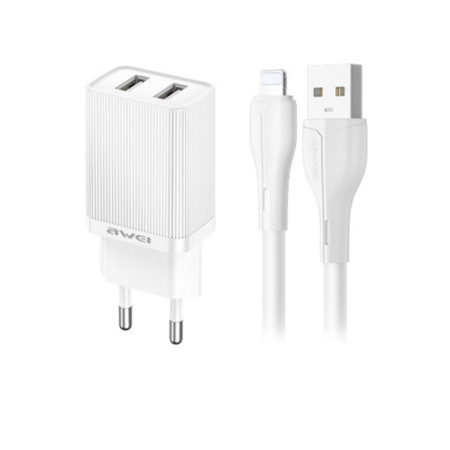 Charger Awei C15L-EU 2xUSB-A 10W + USB to Lightning (valge) Charger Awei C15L-EU 2xUSB-A 10W + USB to Lightning (valge)