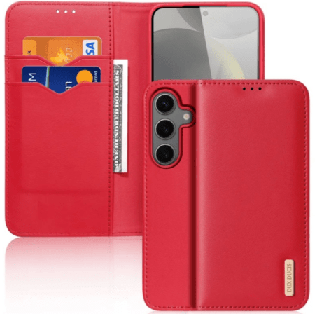Ümbris kaanega Dux Ducis Hivo Genuine Leather Samsung S25 Plus (punane)