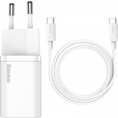 Laadija Baseus Super Si 25W USB-C + USB-C TZCCSUP-L02 (valge)