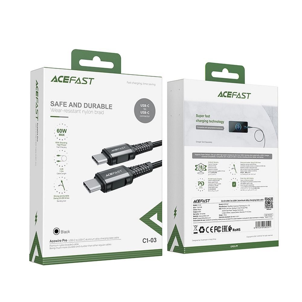 Juhe Acefast C1-03 PD60W USB-C to USB-C 1.2m (must) Juhe Acefast C1-03 PD60W USB-C to USB-C 1.2m (must)
