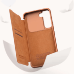 Ümbris kaanega Nillkin Qin Pro Leather Samsung Galaxy S22 Plus (pruun)