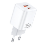 Adapter Awei PD66-EU GaN 35W USB-A / Type-C (valge)