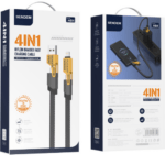 Autolaadija Dudao 2x USB 2.4A + juhe USB 3in1 Lightning / Type C / micro USB (must)