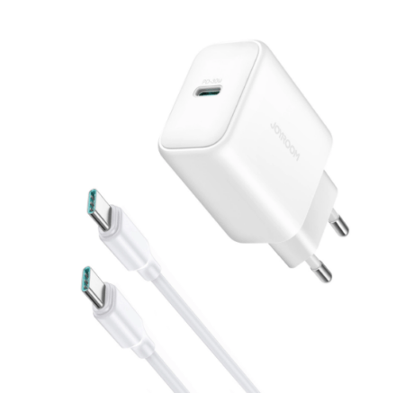 Laadija Joyroom JR-TCF24 Type-C 30W + Type-C 1.0m (valge) Laadija Joyroom JR-TCF24 Type-C 30W + Type-C 1.0m (valge)