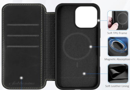 Ümbris kaanega Shieldon II MagSafe iPhone 16 Pro Max (must)