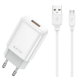 Laadija Jellico EU01 USB-A/USB-A + MicroUSB (valge)