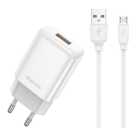 Laadija Jellico EU01 USB-A/USB-A + MicroUSB (valge)
