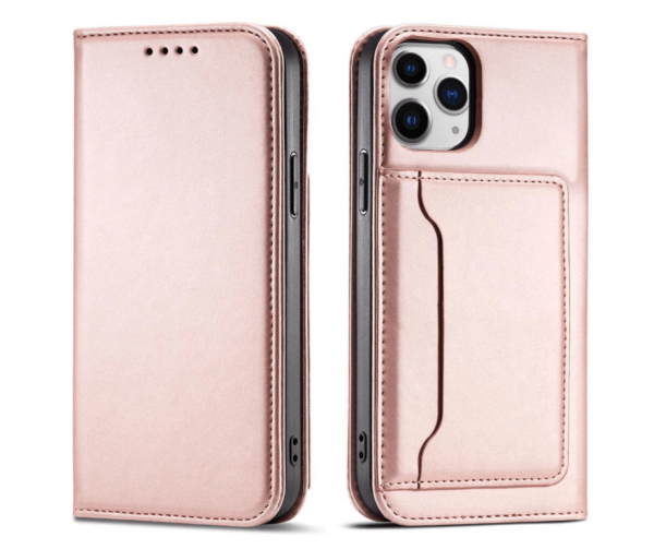 Ümbris kaanega Pouch Card Wallet iPhone 12 Pro Max (roosa)