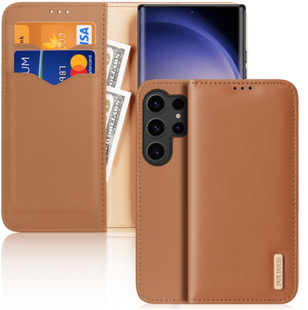 Ümbris kaanega Dux Ducis Hivo Genuine Leather Samsung S25 (pruun)