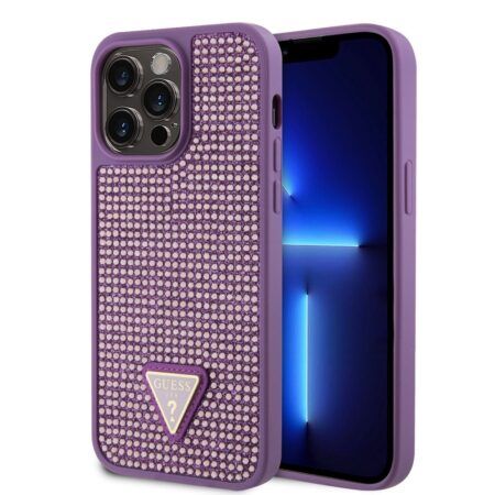 Guess Ümbris GUHCP15XHDGTPU Rhinestones Triangle Metal Logo iPhone 15 Pro Max (roosa) Guess Ümbris GUHCP15XHDGTPU Rhinestones Triangle Metal Logo iPhone 15 Pro Max (roosa)