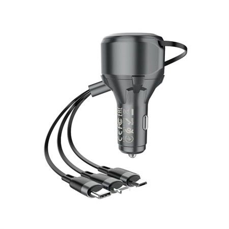 Autolaadija Hoco S27 2,4A + 3 in 1 (must)