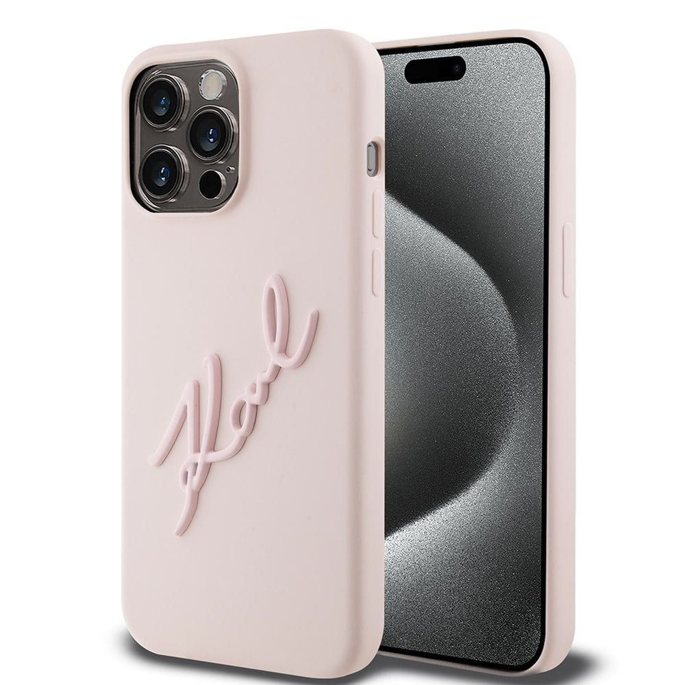 Karl Lagerfeld Silicoon Ümbris KLHCP15XSKSBMCP iPhone 15 Pro Max (roosa) Karl Lagerfeld Silicoon Ümbris KLHCP15XSKSBMCP iPhone 15 Pro Max (roosa)