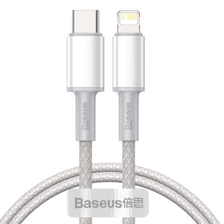 Juhe Baseus CATLGD-02 High Density Braided Charging Data Cable Type-C - Lightning 20W 1m (valge)