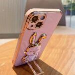 Ümbris iPhone XR, jänes kickstandiga (beez/kuldne)