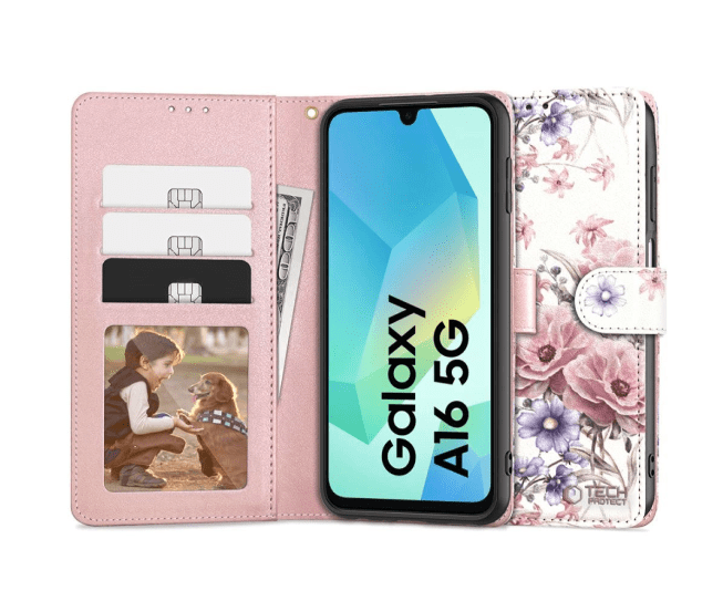 Ümbris Tech-Protect Wallet Samsung Galaxy A16 4G / A16 5G (roosa)