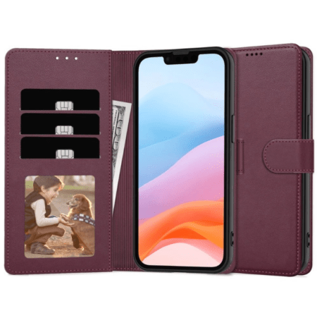 Ümbris kaanega Fancy Wallet Xiaomi Redmi 15 4G / Redmi 15 5G (viinamari)